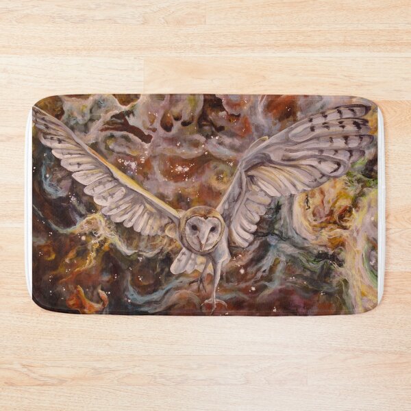 Item preview, Acrylic Painting of Barn Owl against Lagoon Nebula by Elizabeth McAlarney designed and sold by Paintbrushbetty.