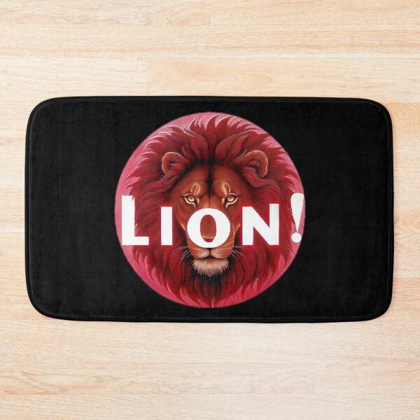 Item preview, Image 5/6 of a fantasy lion with the large phrase "LION!" in the center inside a circle. designed and sold by Giulivo Store Graphic.