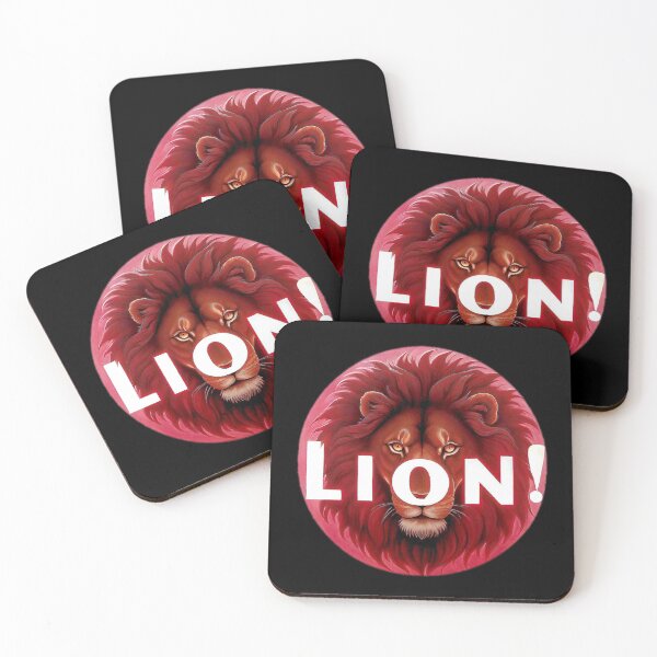 Item preview, Image 5/6 of a fantasy lion with the large phrase "LION!" in the center inside a circle. designed and sold by Giulivo Store Graphic.