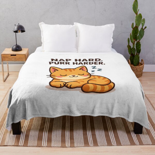 Item preview, Nap Hard. Purr Harder – Cute Sleepy Cat Quote Design designed and sold by QuietCuddles.