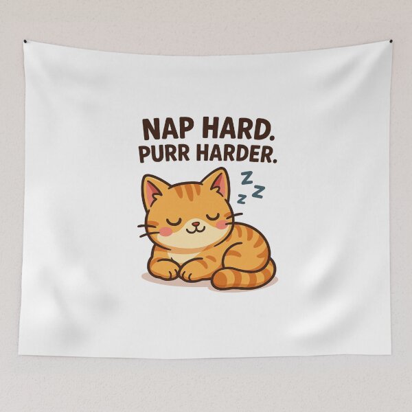 Item preview, Nap Hard. Purr Harder – Cute Sleepy Cat Quote Design designed and sold by QuietCuddles.