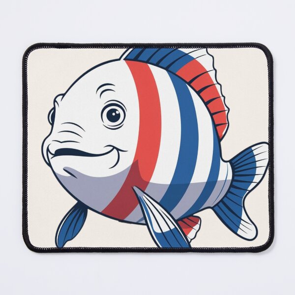 Item preview, Cute Red White Blue Fish – Paris Celebration Art designed and sold by DariaCraft.