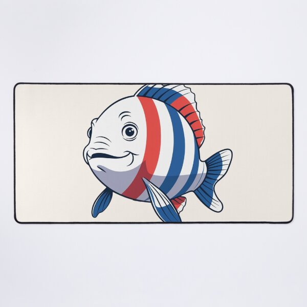 Item preview, Cute Red White Blue Fish – Paris Celebration Art designed and sold by DariaCraft.