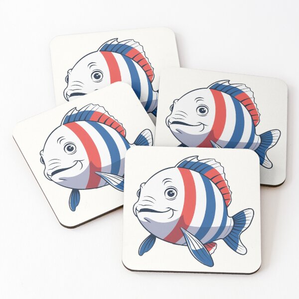 Item preview, Cute Red White Blue Fish – Paris Celebration Art designed and sold by DariaCraft.