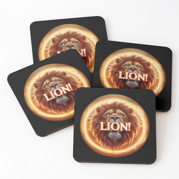 Item preview, Image 6/6 of a fantasy lion with the large phrase "LION!" in the center inside a circle. designed and sold by Giulivo Store Graphic.