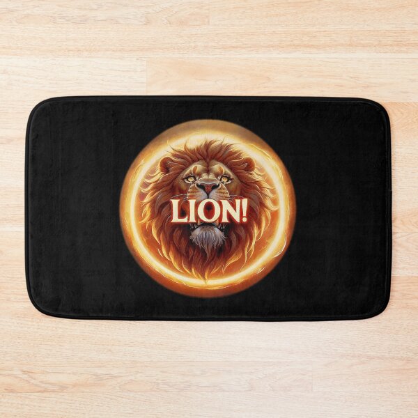Item preview, Image 6/6 of a fantasy lion with the large phrase "LION!" in the center inside a circle. designed and sold by Giulivo Store Graphic.