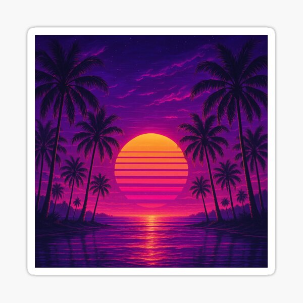 Item preview, Retro Sunset Palm Trees Vaporwave Aesthetic Beach Scenery designed and sold by Owcomm.