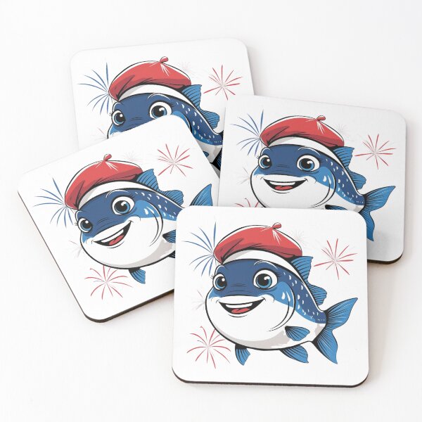 Item preview, French Fish with Beret – Bastille Day Ocean Illustration designed and sold by DariaCraft.