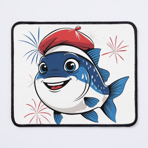 Item preview, French Fish with Beret – Bastille Day Ocean Illustration designed and sold by DariaCraft.