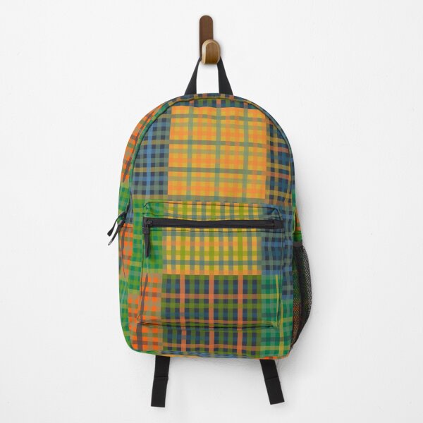 Item preview, Gingham Patchwork Checkered Plaid Pattern Green Blue Orange designed and sold by kierkegaard.