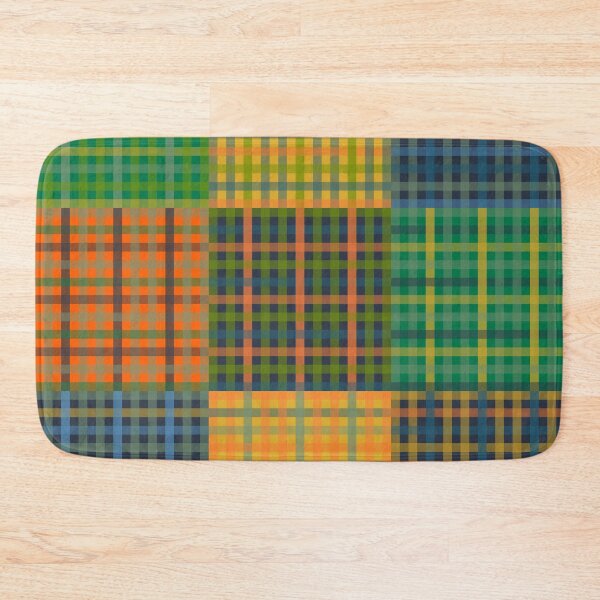 Item preview, Gingham Patchwork Checkered Plaid Pattern Green Blue Orange designed and sold by kierkegaard.