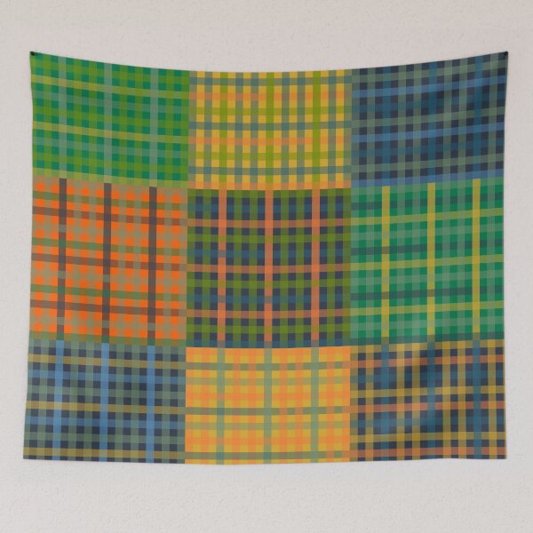 Item preview, Gingham Patchwork Checkered Plaid Pattern Green Blue Orange designed and sold by kierkegaard.