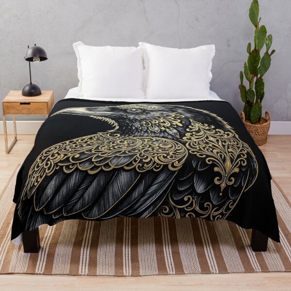 Item preview, Ornate Raven Gold Filigree Majestic Bird Dark Art designed and sold by Owcomm.