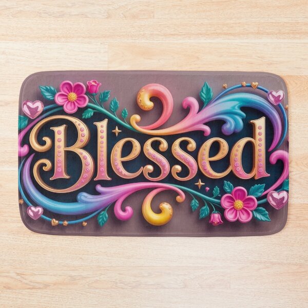 Item preview, 3d artwork render of the word Blessed designed and sold by mystiquelicorne.