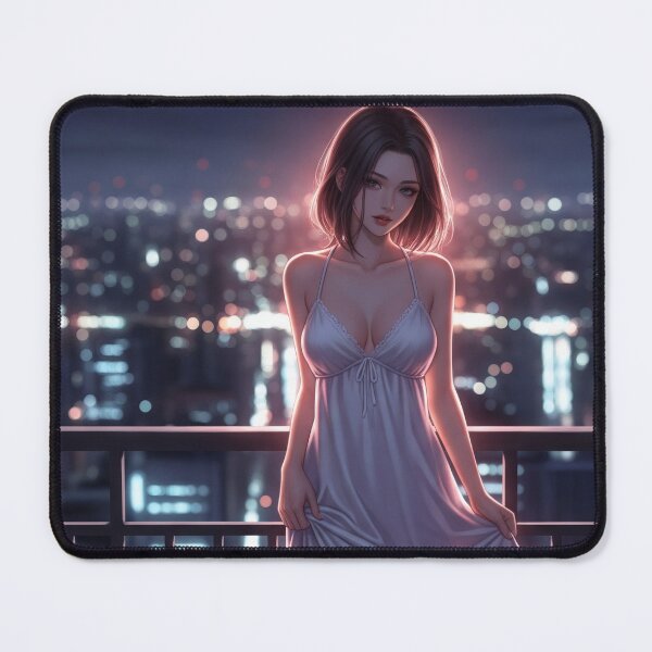 Item preview, Sensual Waifu in a Nightgown Against a City Backdrop designed and sold by GerwantSHOP.
