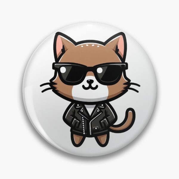 Item preview, Cool Cartoon Cat in Leather Jacket and Shades – Confident Animal Style designed and sold by Confuzz1ed.