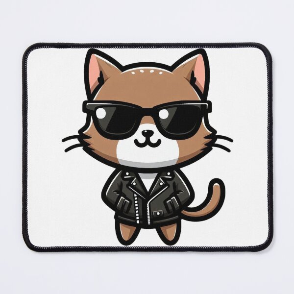 Item preview, Cool Cartoon Cat in Leather Jacket and Shades – Confident Animal Style designed and sold by Confuzz1ed.