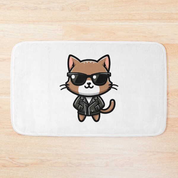 Item preview, Cool Cartoon Cat in Leather Jacket and Shades – Confident Animal Style designed and sold by Confuzz1ed.