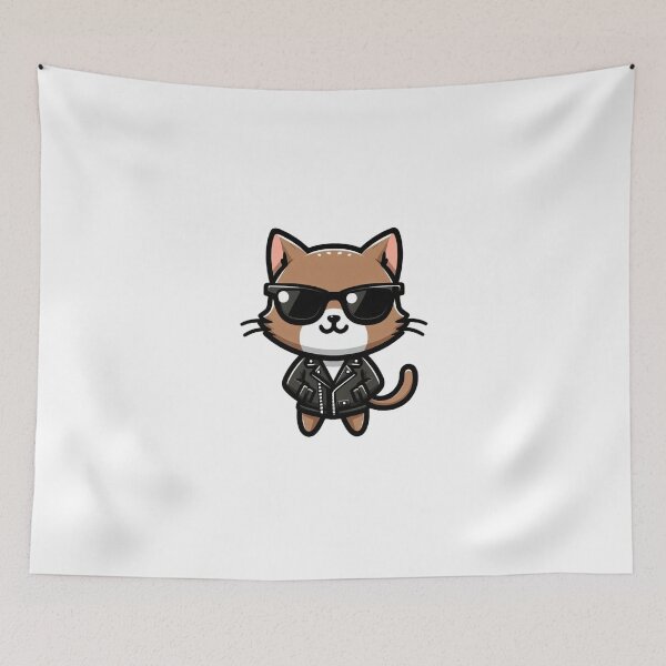 Item preview, Cool Cartoon Cat in Leather Jacket and Shades – Confident Animal Style designed and sold by Confuzz1ed.