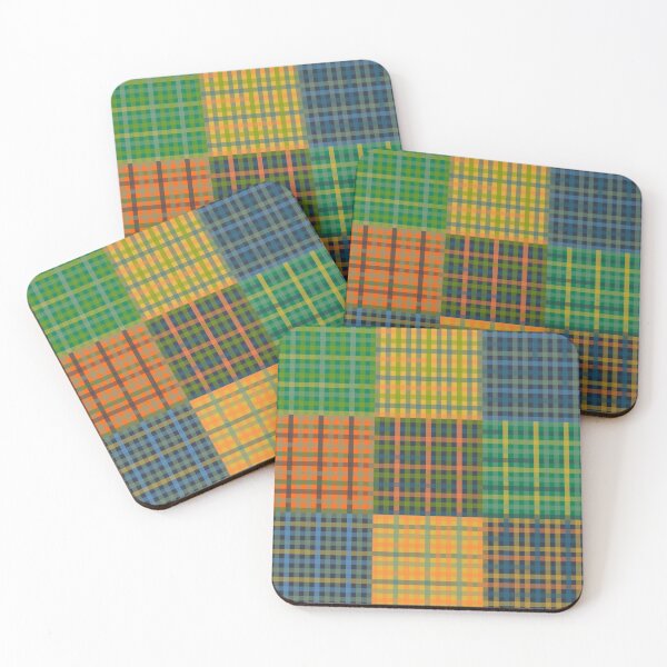 Item preview, Gingham Patchwork Checkered Plaid Pattern Green Blue Orange 2 designed and sold by kierkegaard.