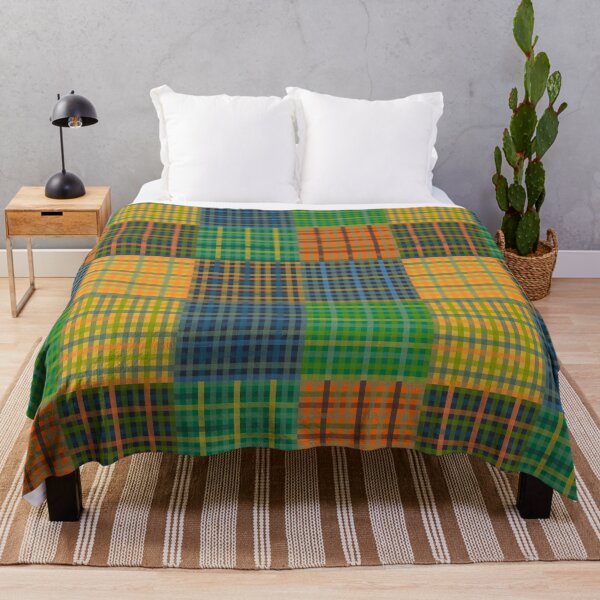 Item preview, Gingham Patchwork Checkered Plaid Pattern Green Blue Orange 2 designed and sold by kierkegaard.