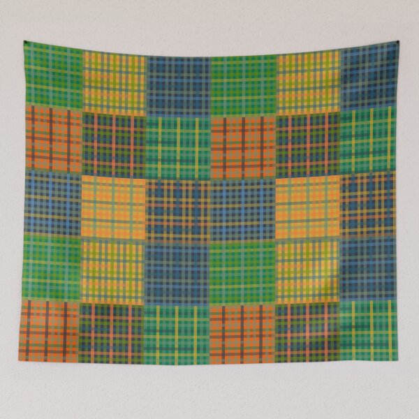 Item preview, Gingham Patchwork Checkered Plaid Pattern Green Blue Orange 2 designed and sold by kierkegaard.