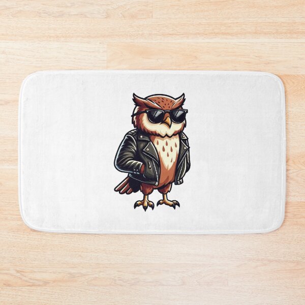 Item preview, Cartoon Owl in Leather Jacket and Shades – Wise and Cool Animal designed and sold by Confuzz1ed.