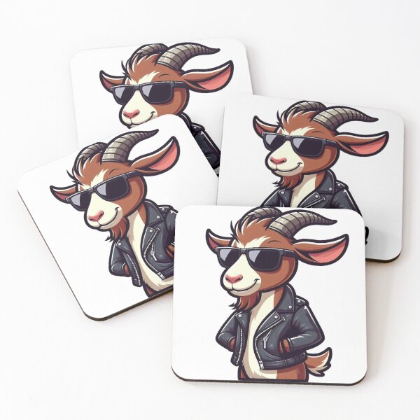 Item preview, Confident Goat in Leather Jacket and Shades – Funny Cool Cartoon designed and sold by Confuzz1ed.
