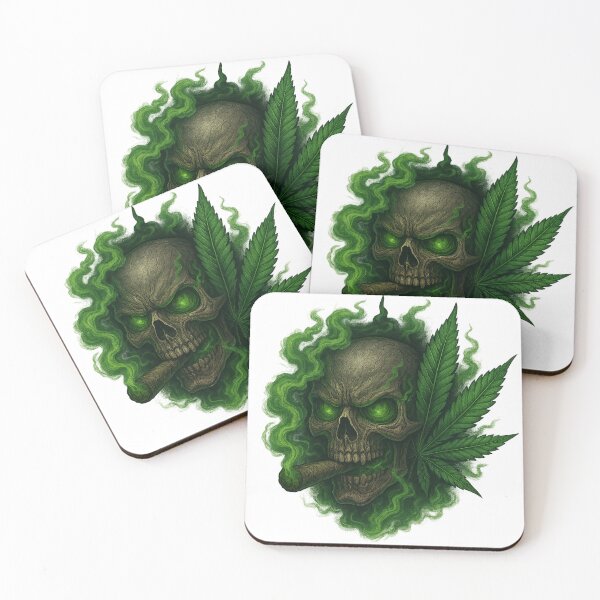 Item preview, Demonic skull with cannabis leaf and green smoke – Realistic street style designed and sold by BlueB420.