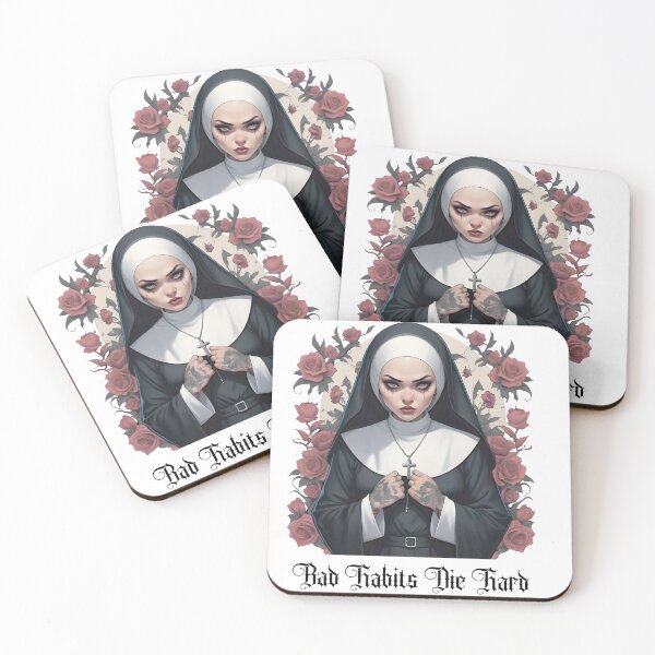 Item preview, Edgy Gothic Gangster Bad Habits Wordplay Nun Stickers Shirts Mugs For Pun Lovers designed and sold by Apotheosis by Irie Meraki.