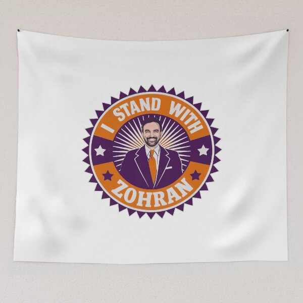 Item preview, "Vintage I Stand With Zohran Mamdani NYC Mayor Campaign T-Shirt Design Bold Retro Emblem Style Political Badge Classic 70s Vibes" designed and sold by Brian Hibbs.