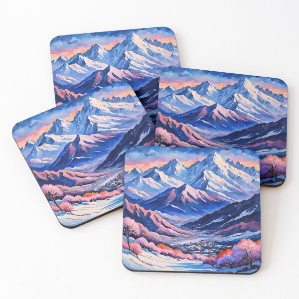 Item preview, Vibrant Snowy Mountain Landscape Watercolor designed and sold by Uniquely Yours.