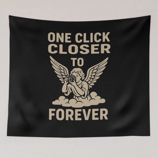Item preview, One Click Closer to Forever Angel Camera Tee designed and sold by ThreadQuirk.