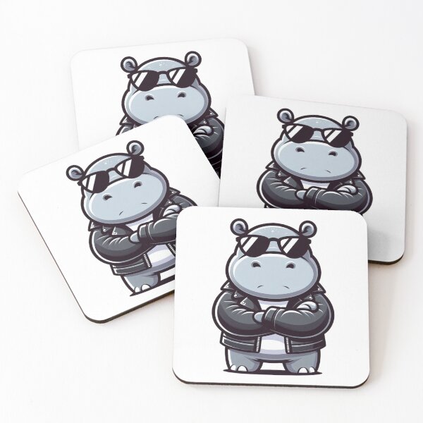 Item preview, Cool Hippo in Leather Jacket and Shades – Funny Cartoon Style designed and sold by Confuzz1ed.