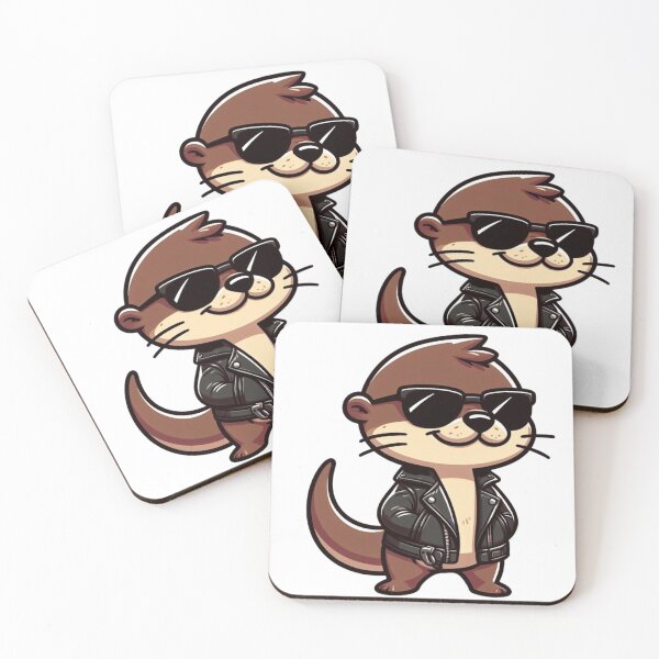Item preview, Cheeky Otter in Leather Jacket and Sunglasses – Funny Cool Animal designed and sold by Confuzz1ed.