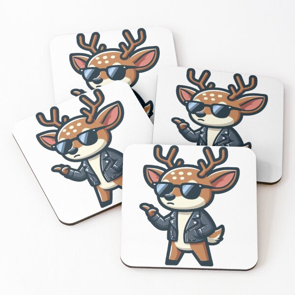 Item preview, Stylish Cartoon Deer in Leather Jacket and Sunglasses – Cool Forest Animal designed and sold by Confuzz1ed.