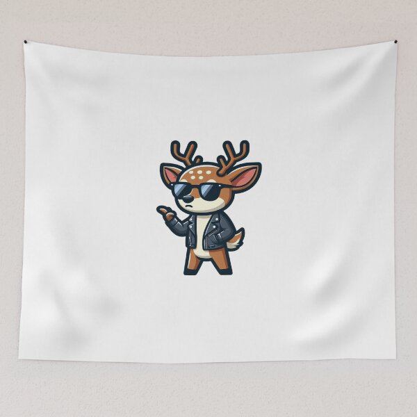 Item preview, Stylish Cartoon Deer in Leather Jacket and Sunglasses – Cool Forest Animal designed and sold by Confuzz1ed.
