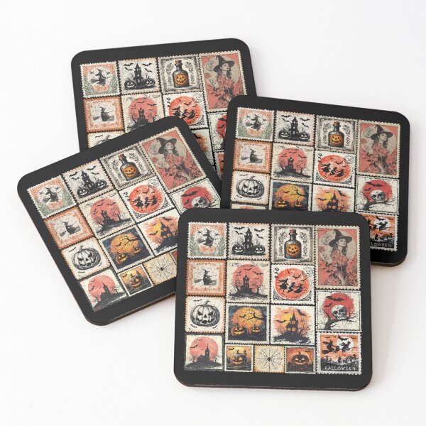 Artikelvorschau, Vintage Halloween Briefmarkenkunst entworfen und verkauft von Honominu.