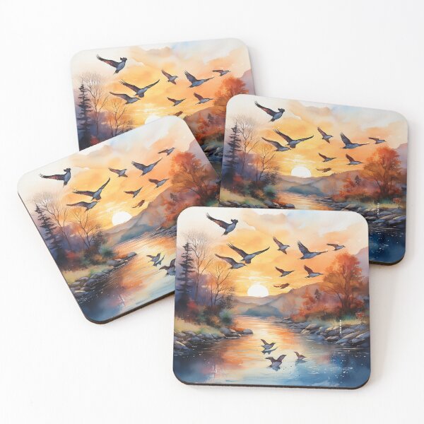 Item preview, Sunset Flight Over the River in Watercolor Harmony designed and sold by mrpropcake.