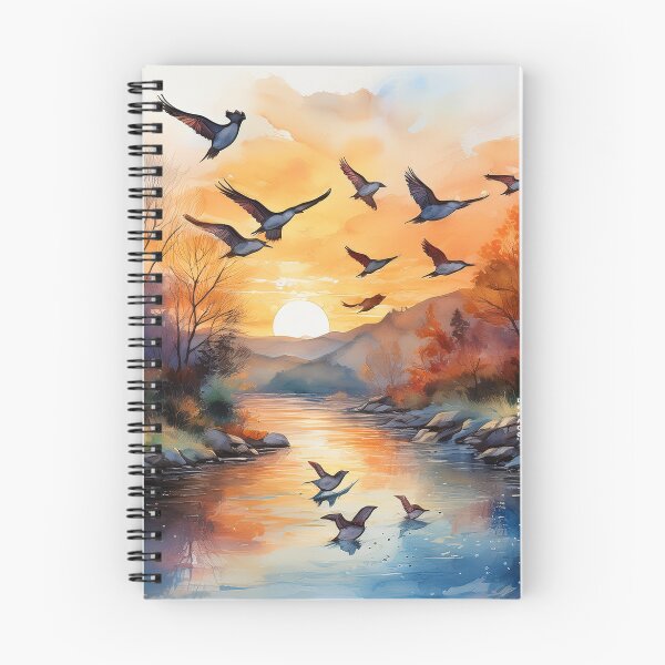 Item preview, Sunset Flight Over the River in Watercolor Harmony designed and sold by mrpropcake.