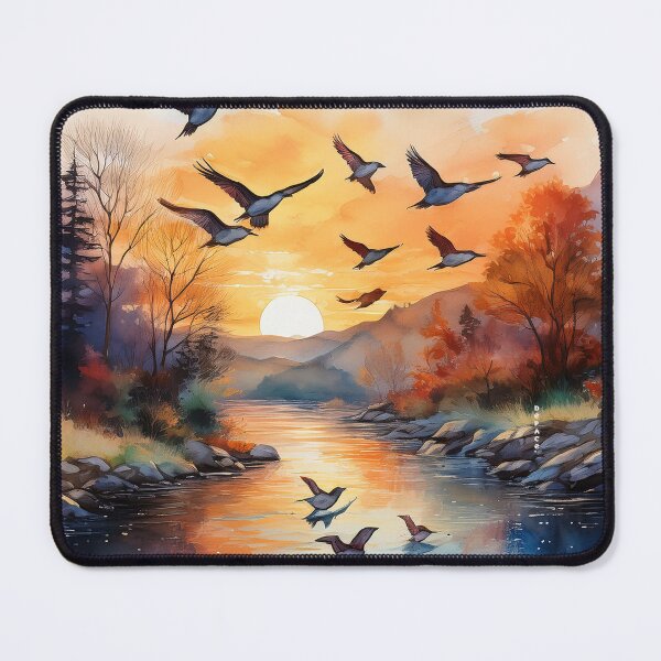 Item preview, Sunset Flight Over the River in Watercolor Harmony designed and sold by mrpropcake.