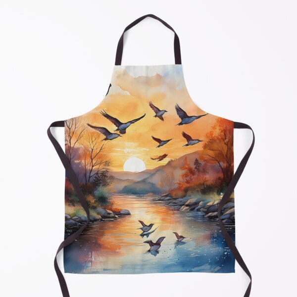Item preview, Sunset Flight Over the River in Watercolor Harmony designed and sold by mrpropcake.