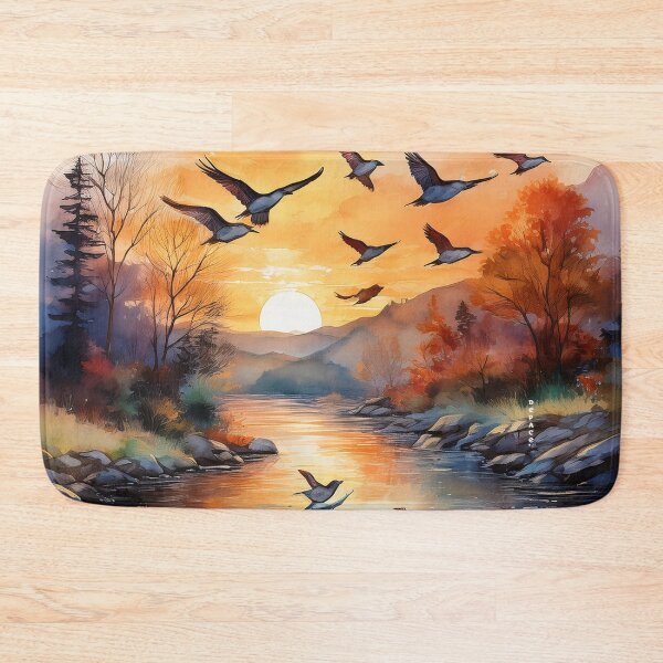 Item preview, Sunset Flight Over the River in Watercolor Harmony designed and sold by mrpropcake.