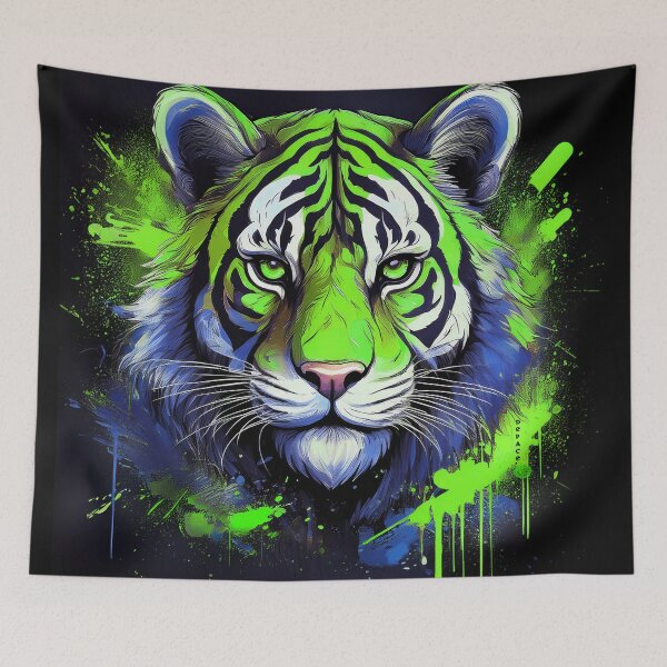 Item preview, Contemplative Young Tiger in Abstract Spray and Stencil Layers designed and sold by mrpropcake.