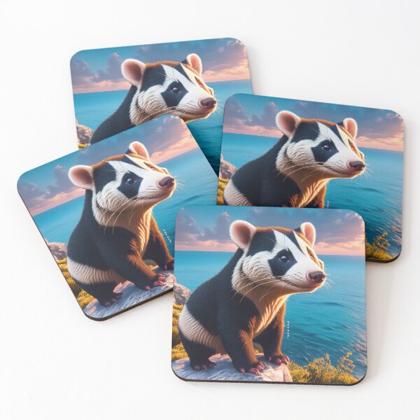 Item preview, A solitary badger stands poised on a rugged rock designed and sold by mrpropcake.