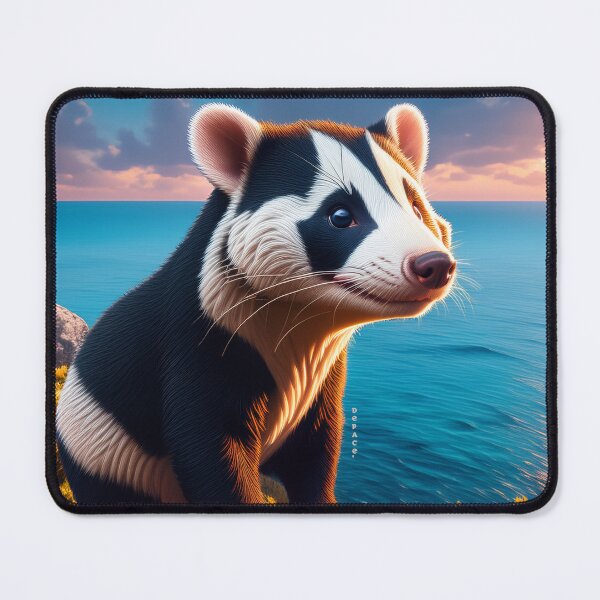 Item preview, A solitary badger stands poised on a rugged rock designed and sold by mrpropcake.