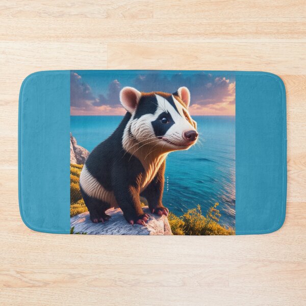 Item preview, A solitary badger stands poised on a rugged rock designed and sold by mrpropcake.