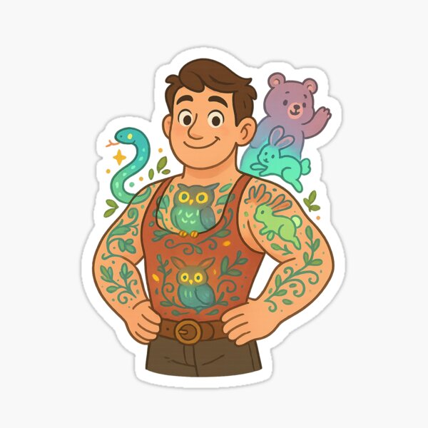 Item preview, Tattoo man Beast Buddies – Animal Ink Comes to Life designed and sold by animaldream.