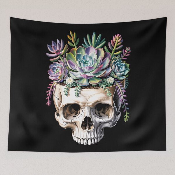 Item preview, Succulent Skull Planter Floral Goth Botanical Art designed and sold by FeralBotanica.