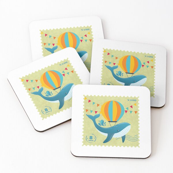 Item preview, Whale balloon postage stamp designed and sold by CollageLab.